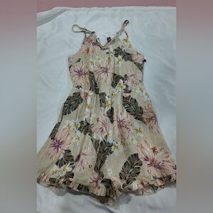 Forever 21 Beige Floral Tie-Back Romper